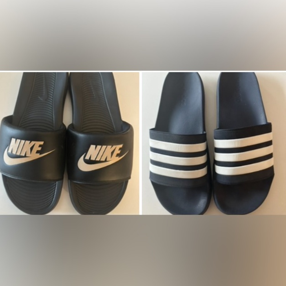 Lot Men’s Nike and Adidas Slide Sandals 14